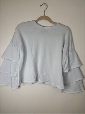 Juicy Couture Y2K Light Blue Ruffle Sweatshirt Tiered Sleeve Size XS